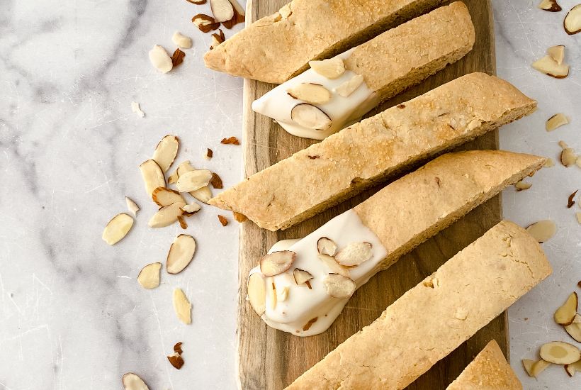 Whip up this easy Blondie Biscotti recipe from scratch and have a sweet, tasty treat to enjoy with your morning coffee or hot tea. The biscotti has the perfect crisp texture with added almond slivers for extra flavor.