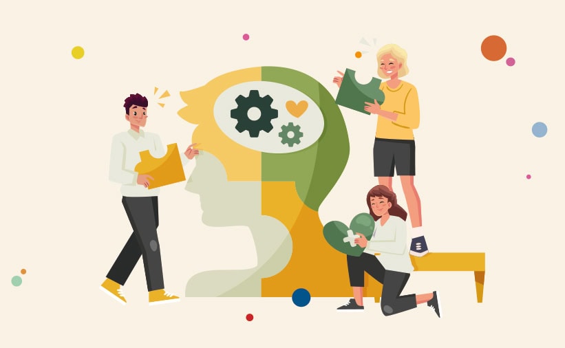 This image shows an illustration that represents building a coaching mindset