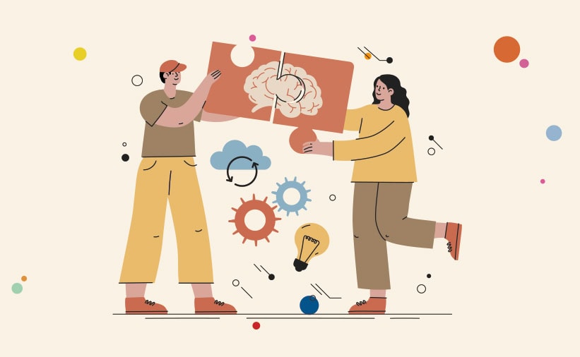 This image shows an illustration that represents coaching neurodivergent leaders