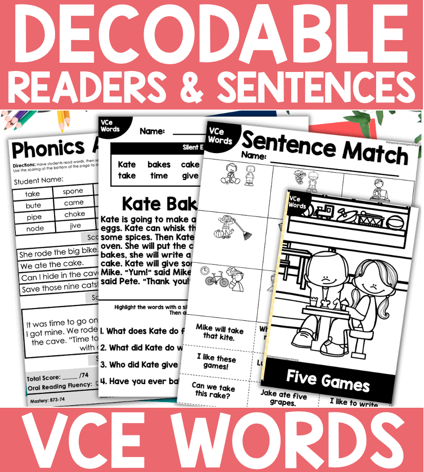 Decodable Silent E (VCE) Pack - Science of Reading Aligned
