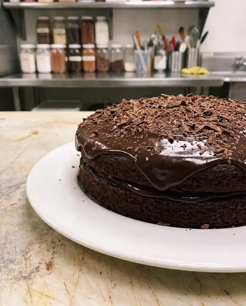 Foto di prodotto per dolci: torta con ritocco di luce e colore, risultato del prompt con foto di partenza.