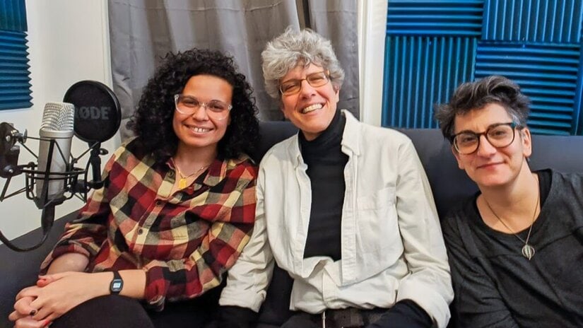 Three of the founding members of Bay Ridge For Social Justice: Yasmine, Sherry and Danielle, in the Radio Free Bay Ridge studio.