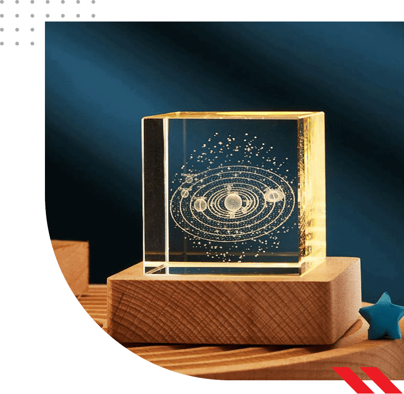 Decorative LED crystal night lamp with wooden base for home décor