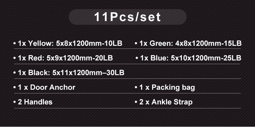 weerstandsbanden set 11 stuks
