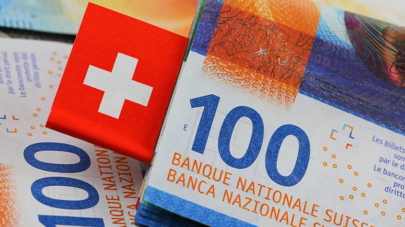 banknoty franki szwajcarskie, miniatura flagi Szwajcarii