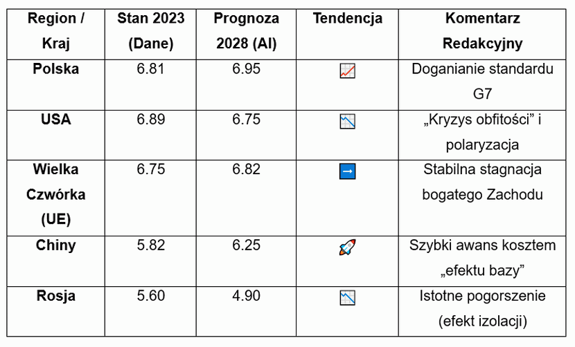 tabela, raport World Happiness Report