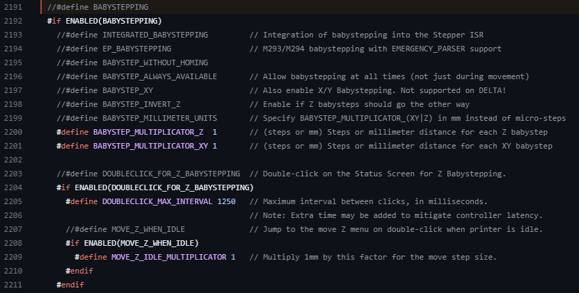 marlin configuration babystepping explanation