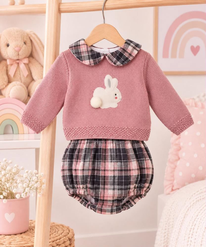 Conjunto Braga cuadros y jersey Conejito
