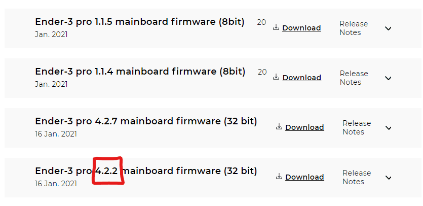 ender 3 pro firmware for v4.2.2 mainboard example
