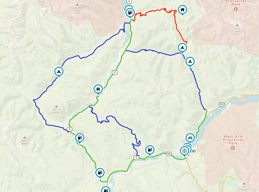 map of lemon Creek motorcycle route