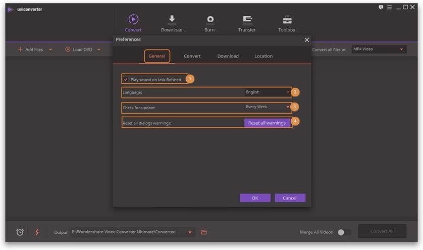 General Preferences –