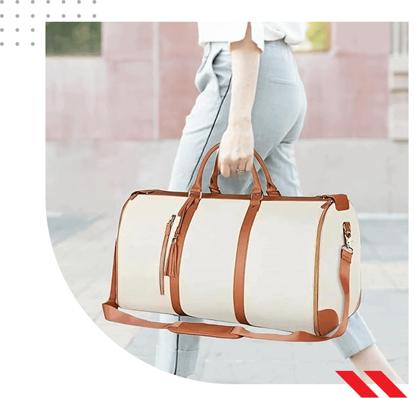 Stylish leather duffel bag for travel and fashion accessories