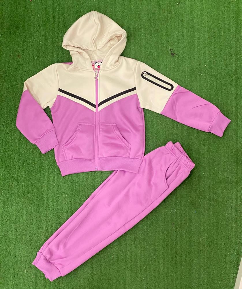 Chándal de algodón Lila con detalle beige