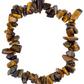 Tigers Eye Chip Stretch Bracelet, image showing a flexible bracelet made of polished Tigers Eye gemstone chips arranged in a circular shape.