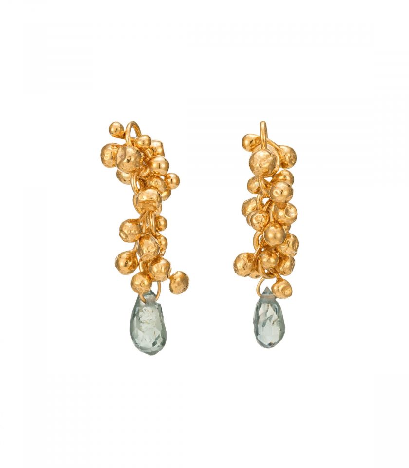 Earrings in green amethsyt and gold vermeil