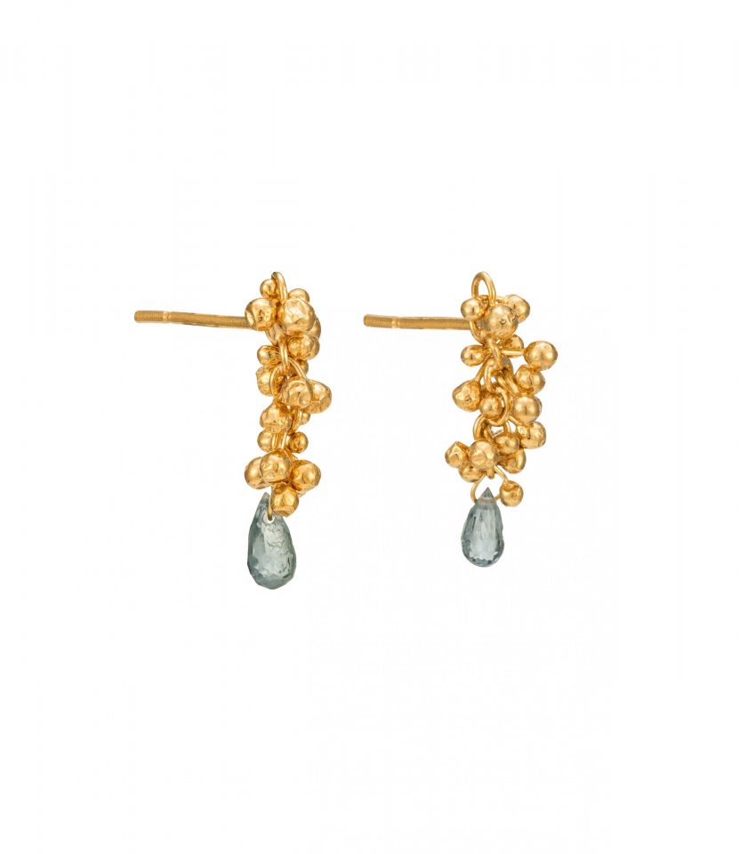 A pair of green amethyst stud earrings by Kate Wood jewellery