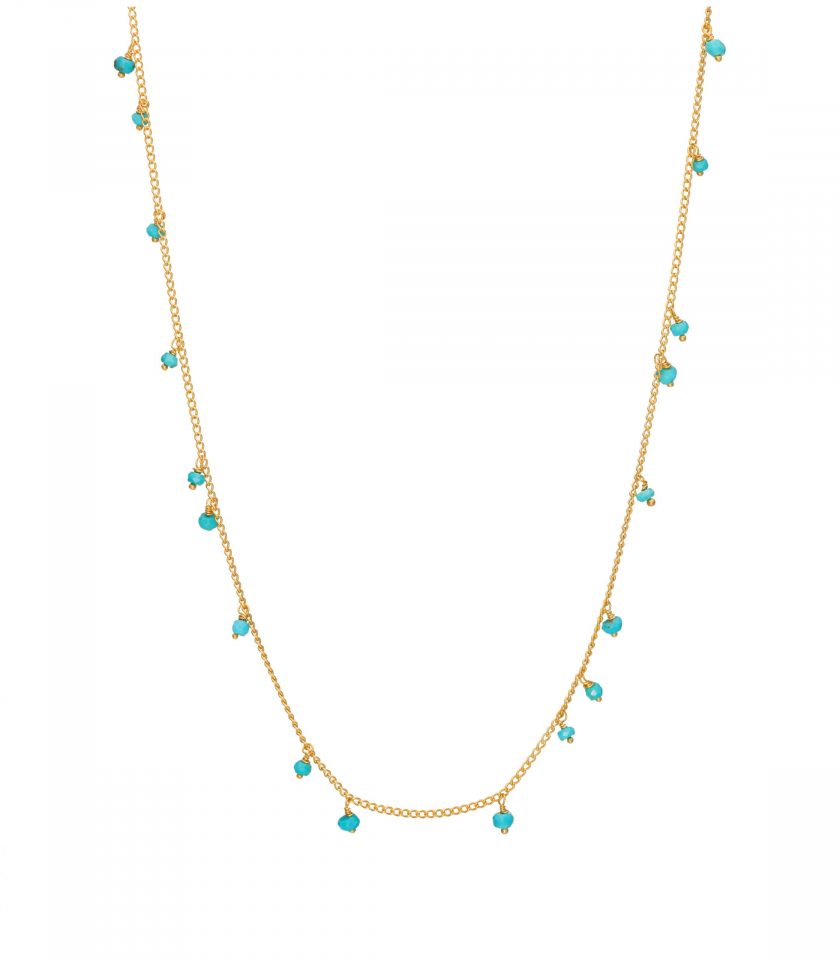 Turquoise beaded necklace in gold vermeil