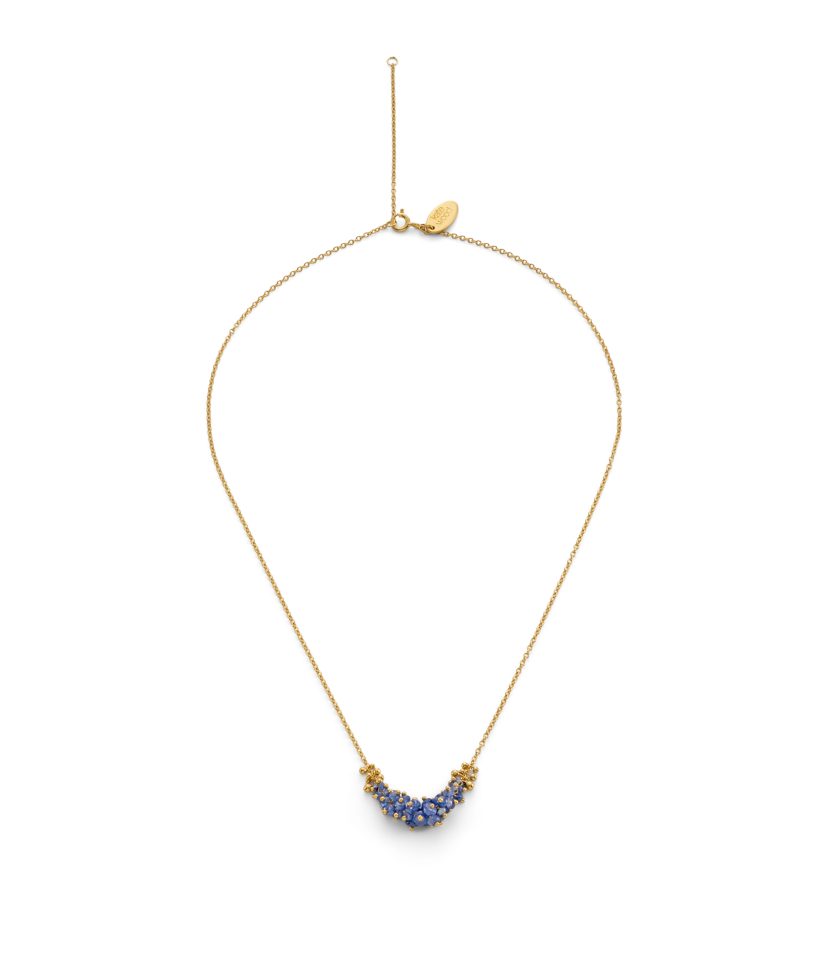 Blue sapphire beaded necklace on a fine gold-plated silver chain
