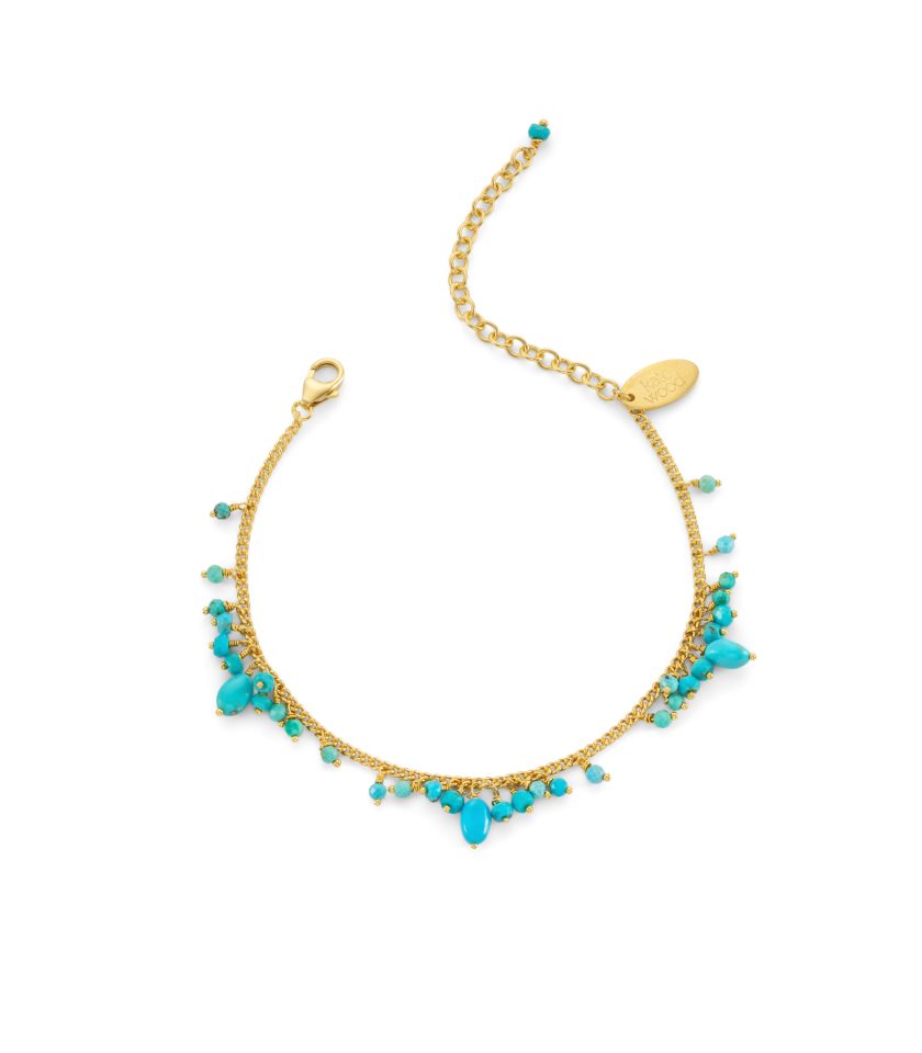 Turqouise and gold plated silver bead bracelet