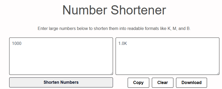 Number Shortener Online example image