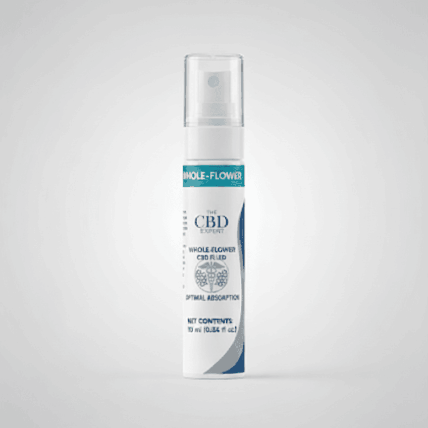 The CBD Expert's CBD Whole Flower Fluid Spray bottle for fast-acting, full-spectrum relief