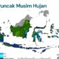 Badan Meteorologi, Klimatologi, dan Geofisika (BMKG) mengingatkan semua pihak untuk siaga menghadapi puncak musim hujan yang diperkirakan berlangsung mulai November 2025 hingga Februari 2026.