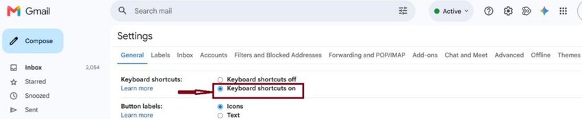 Gmail keyboard shortcut
