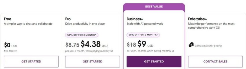 Slack pricing