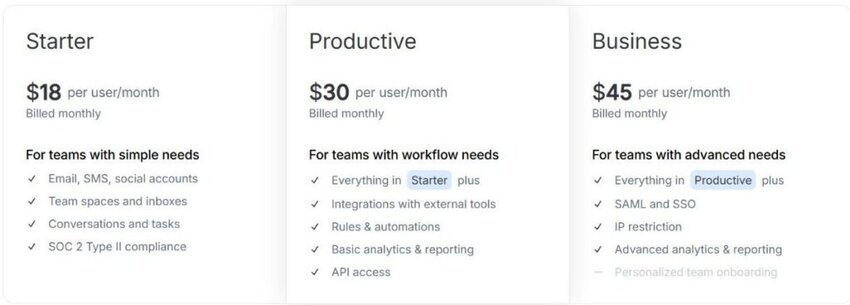 Missive pricing