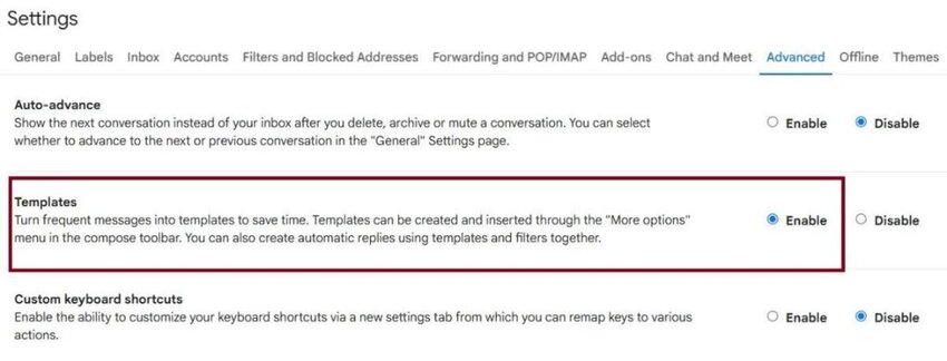 Gmail templates