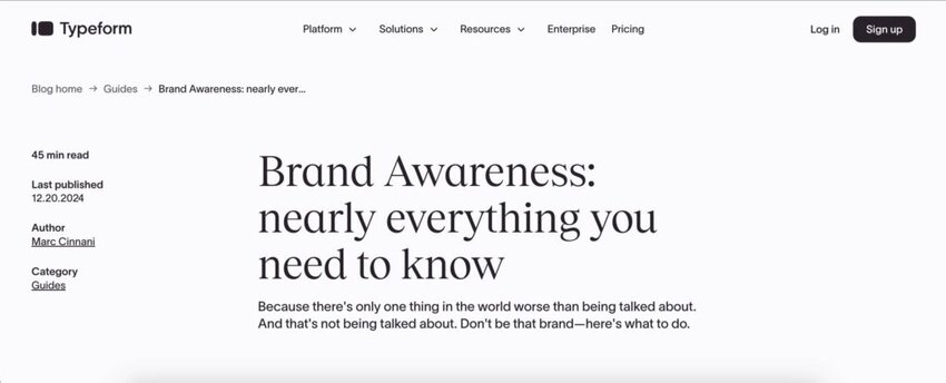 Typeform Brand Awareness Pillar Page