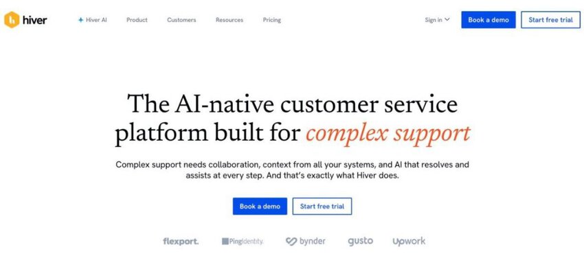 Hiver homepage screenshot