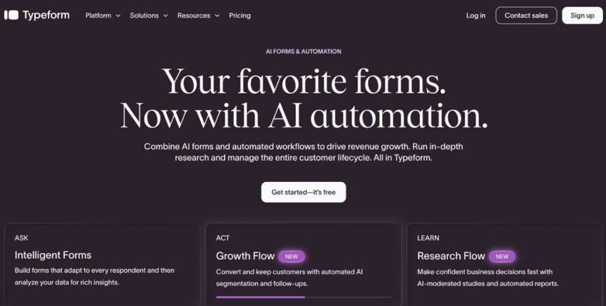 Typeform homepage