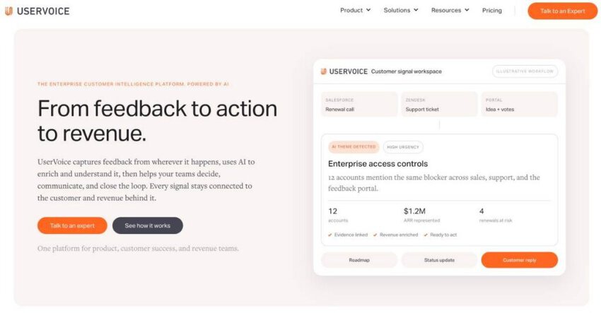 UserVoice homepage