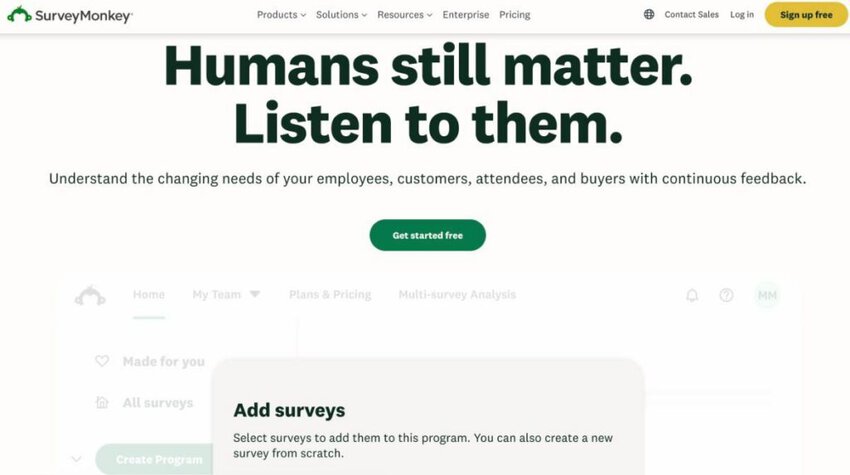SurveyMonkey homepage