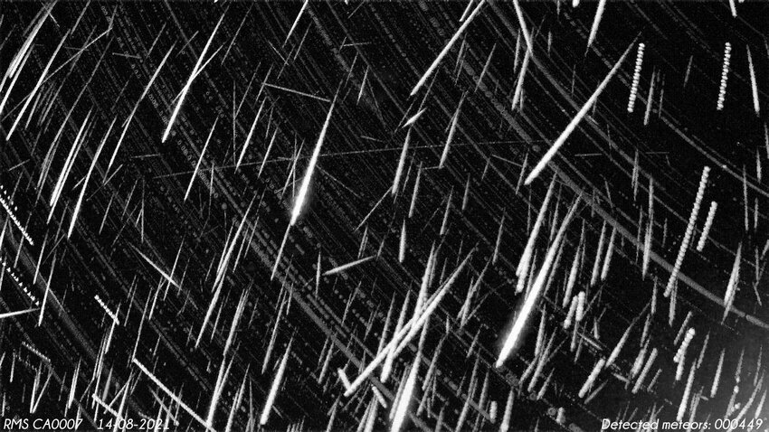 449 meteoros registrados pela estação de monitoramento RMS CA0007 no Canadá - Créditos: Global Meteor Network