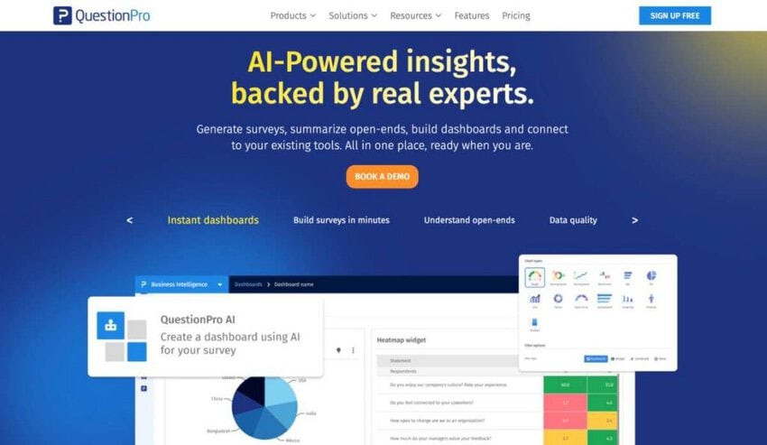 QuestionPro homepage