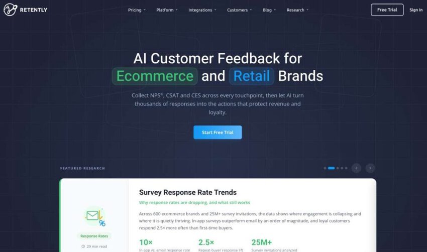 Retently homepage
