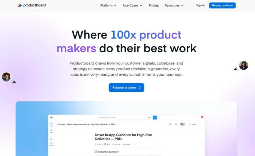 Productboard homepage