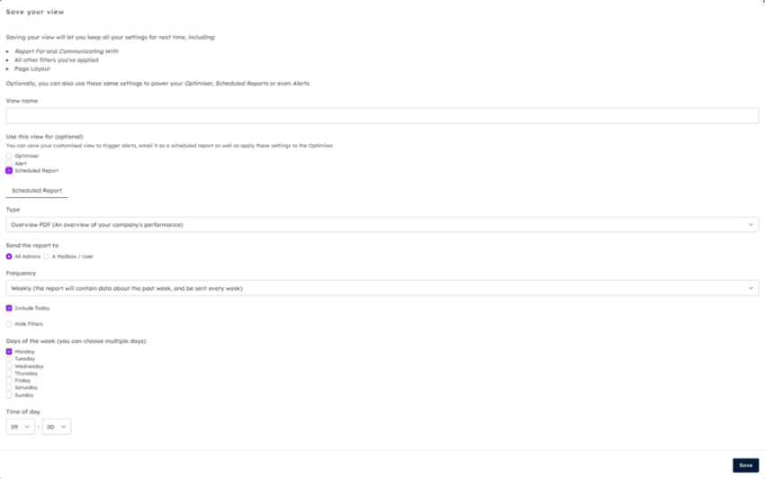 timetoreply scheduled report