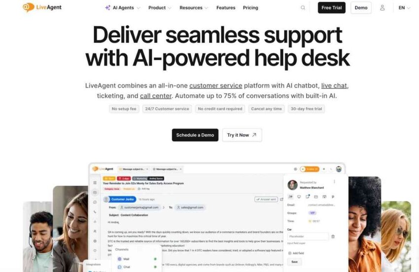 LiveAgent homepage