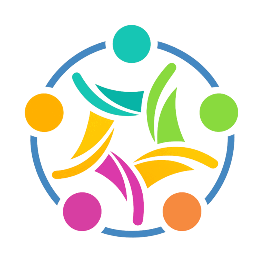 Bunte Menschen, die zusammenarbeiten. Logo von Sexpositiv.events