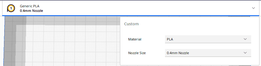 cura nozzle size material menu