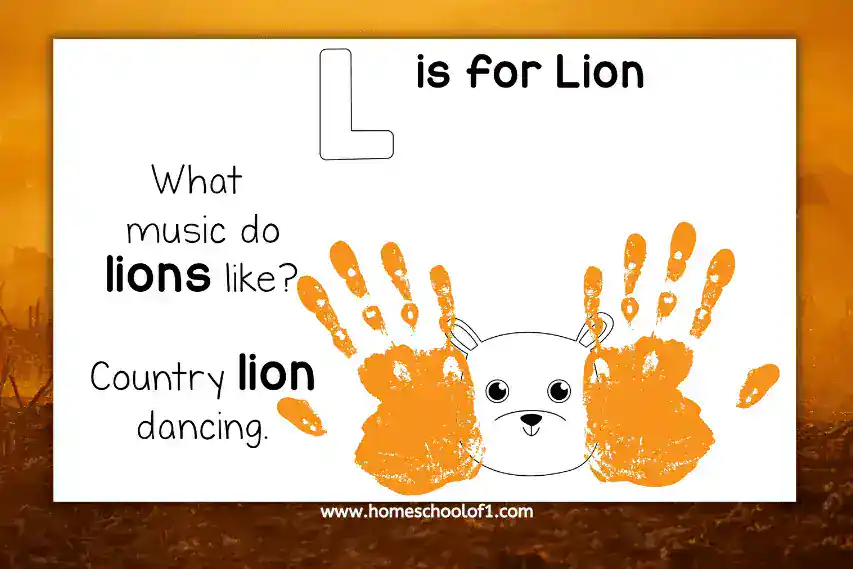 L is for lion handprint