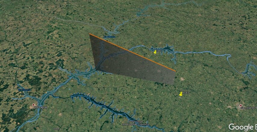 Trajetória do meteoro na atmosfera - Créditos: BRAMON