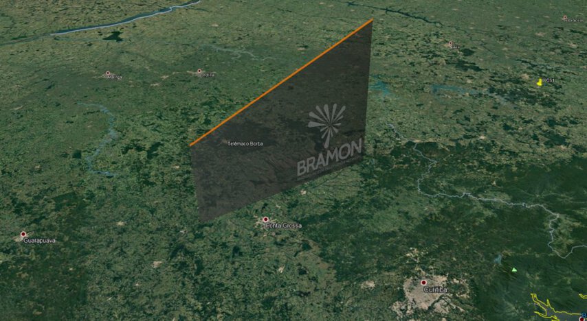 Trajetória do meteoro pela atmosfera - Créditos: BRAMON