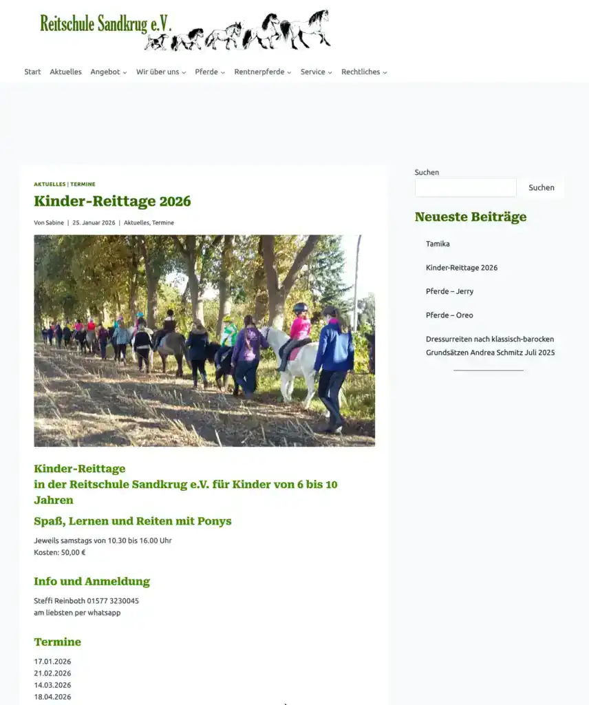Reitschule Sandkrug Beitrag 2026