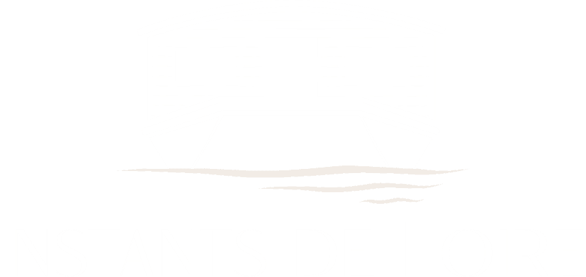 Logo d'Instants de Loire blanc : toue cabanée sur la Loire