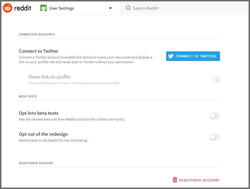 Deactive Account Reddit