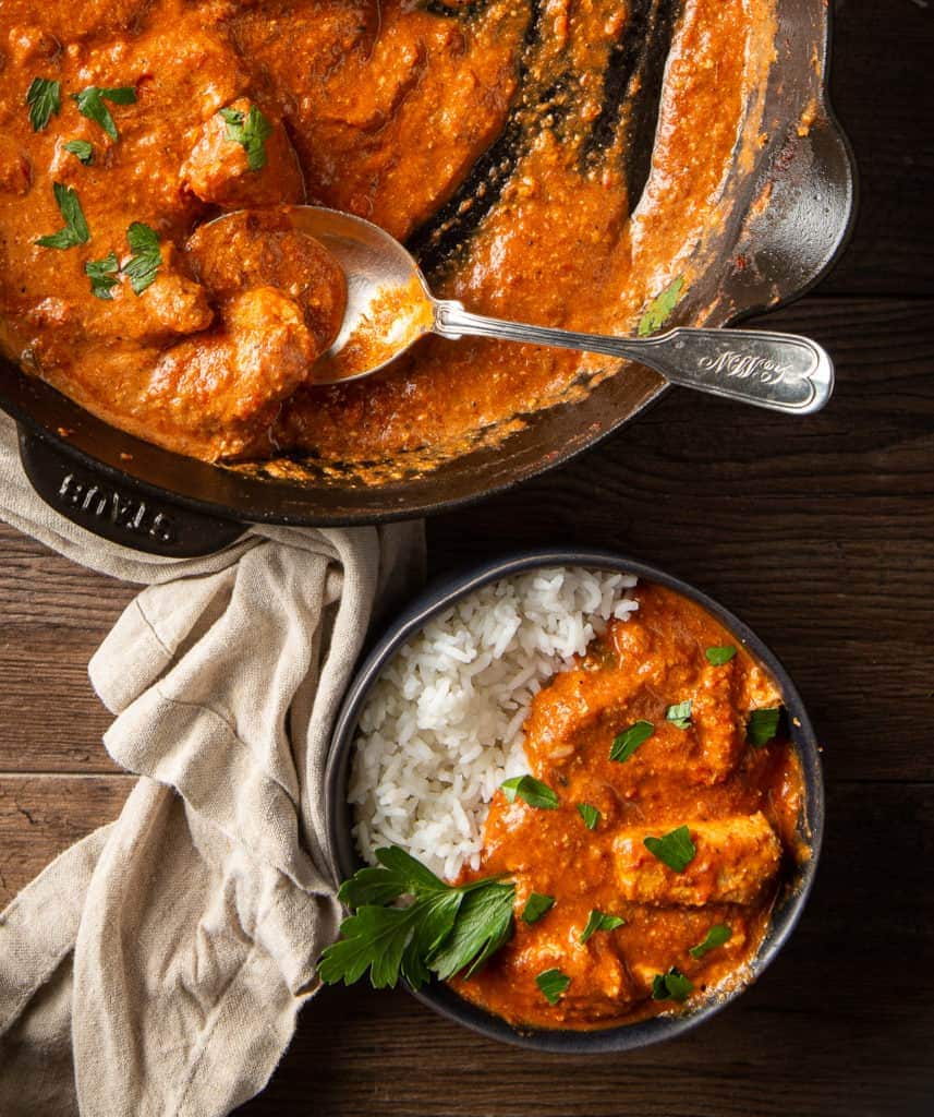 chicken tikka masala in pan